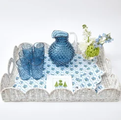 Best Mrs. Alice White Scalloped Rattan Tray