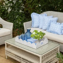 Best Mrs. Alice White Scalloped Rattan Tray