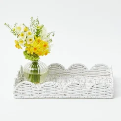 New Mrs. Alice White Small Scalloped Rattan Tray