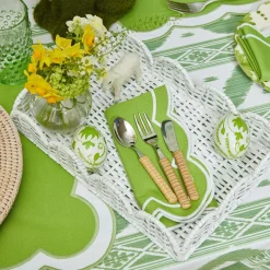 New Mrs. Alice White Small Scalloped Rattan Tray
