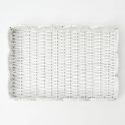 New Mrs. Alice White Small Scalloped Rattan Tray