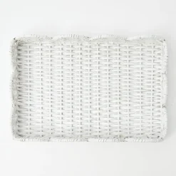 New Mrs. Alice White Small Scalloped Rattan Tray
