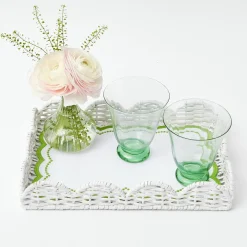 New Mrs. Alice White Small Scalloped Rattan Tray