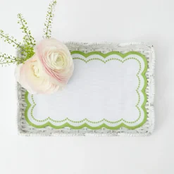 New Mrs. Alice White Small Scalloped Rattan Tray