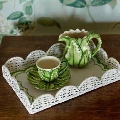 Mrs. Alice White Small Scalloped Rattan Tray