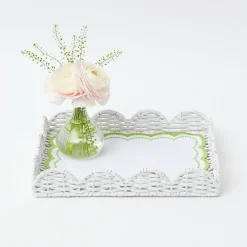 Mrs. Alice White Small Scalloped Rattan Tray