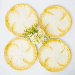 Outlet Mrs. Alice Yellow Capri Lettuce Dinner Plates (Set Of 4)