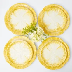 Best Mrs. Alice Yellow Capri Lettuce Dinner & Starter Plates (Set Of 8)