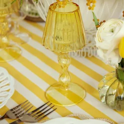 Clearance Mrs. Alice Yellow Glass Lantern Tea Light Holder (Pair) - 18Cm