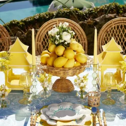 Clearance Mrs. Alice Yellow Glass Lantern Tea Light Holder (Pair) - 18Cm