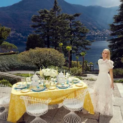 Outlet Mrs. Alice Yellow Melograno & Fleur Turquoise Linen Set