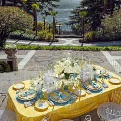Outlet Mrs. Alice Yellow Melograno & Fleur Turquoise Linen Set