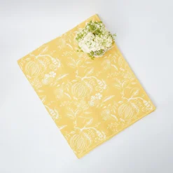 Outlet Mrs. Alice Yellow Melograno & Fleur Turquoise Linen Set