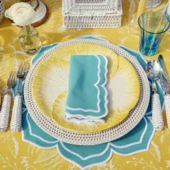Outlet Mrs. Alice Yellow Melograno & Fleur Turquoise Linen Set
