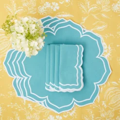 Outlet Mrs. Alice Yellow Melograno & Fleur Turquoise Linen Set