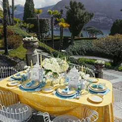 Outlet Mrs. Alice Yellow Melograno & Fleur Turquoise Linen Set