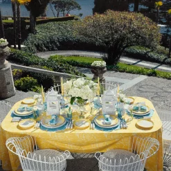 Outlet Mrs. Alice Yellow Melograno & Fleur Turquoise Linen Set