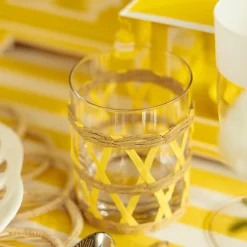 Outlet Mrs. Alice Yellow Raffia Water Glasses (Set Of 6)